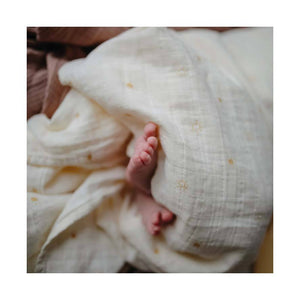 Mushie 瑞典嬰兒有機棉紗布包巾