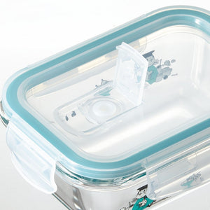 SKATER 耐熱玻璃 4 點鎖存儲容器 - 藍色姆明廚房 (370ml)